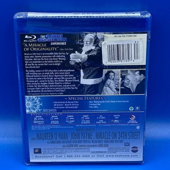 Miracle on 34th Street Blue-Ray DVD new sealed Classic Christmas Festive - Picture 2 of 2
